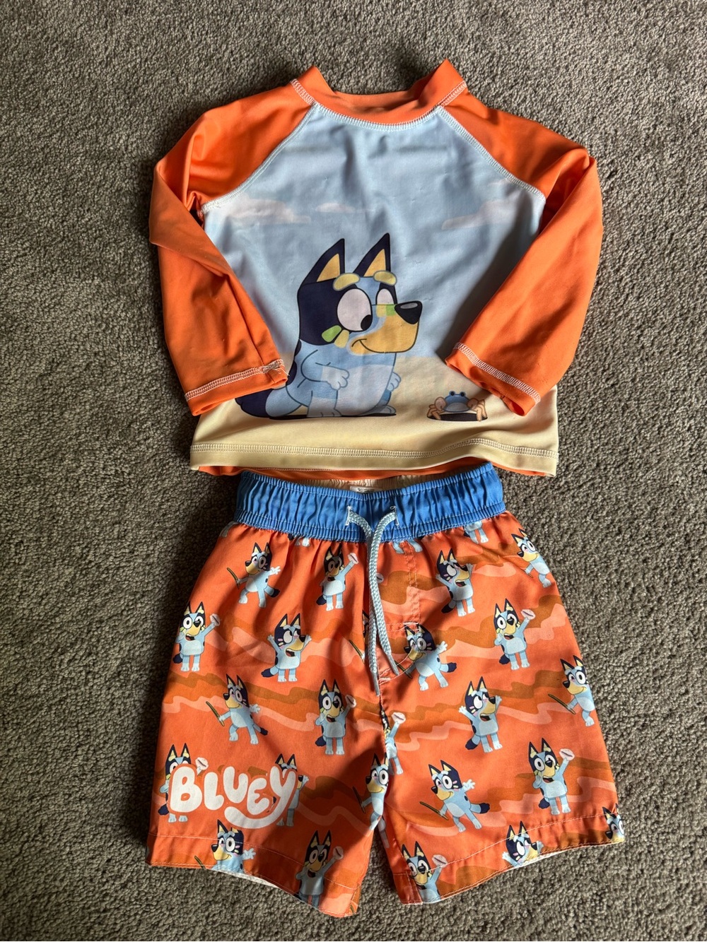 Bluey Orange & Cream Kids Swim Trunks Set
